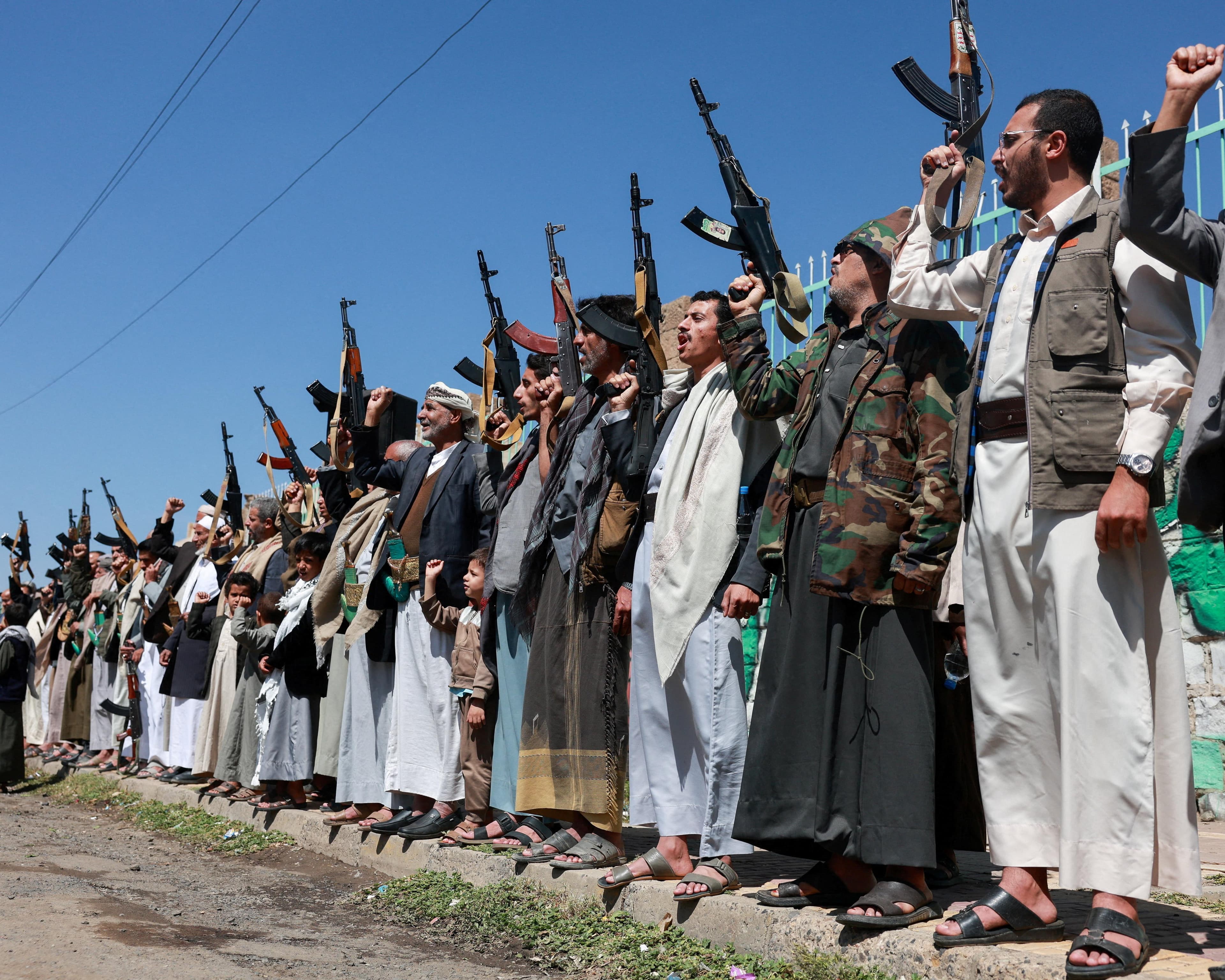 Houthi supporters gather in the militia’s stronghold city of Sana’a, Yemen, earlier this month.