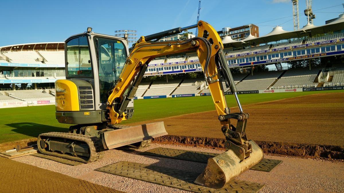 Image caption, Work began on the pitch earlier this month
