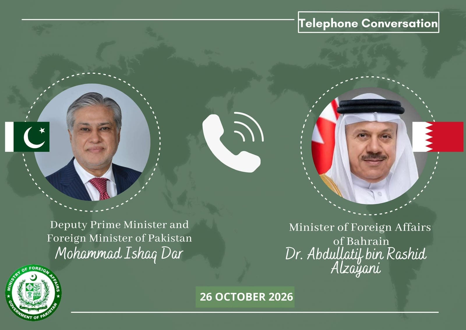 DPM/FM Dar, Bahrain’s FM exchange views on regional developments, bilateral ties
