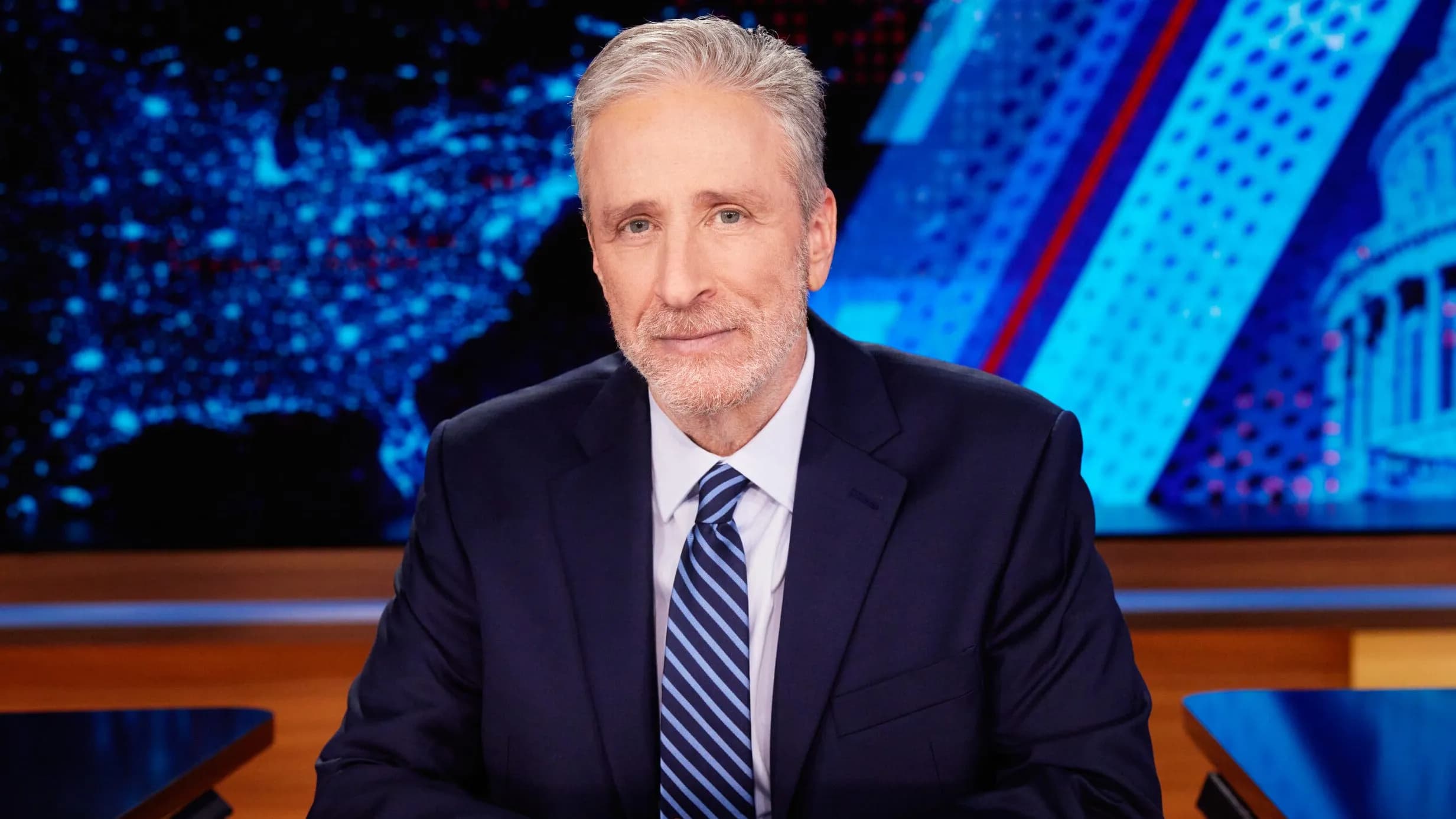 Jon Stewart on The Daily Show, on on Comedy Central and streaming on Paramount+. Photo: © Comedy Partners. All Rights Reserved.