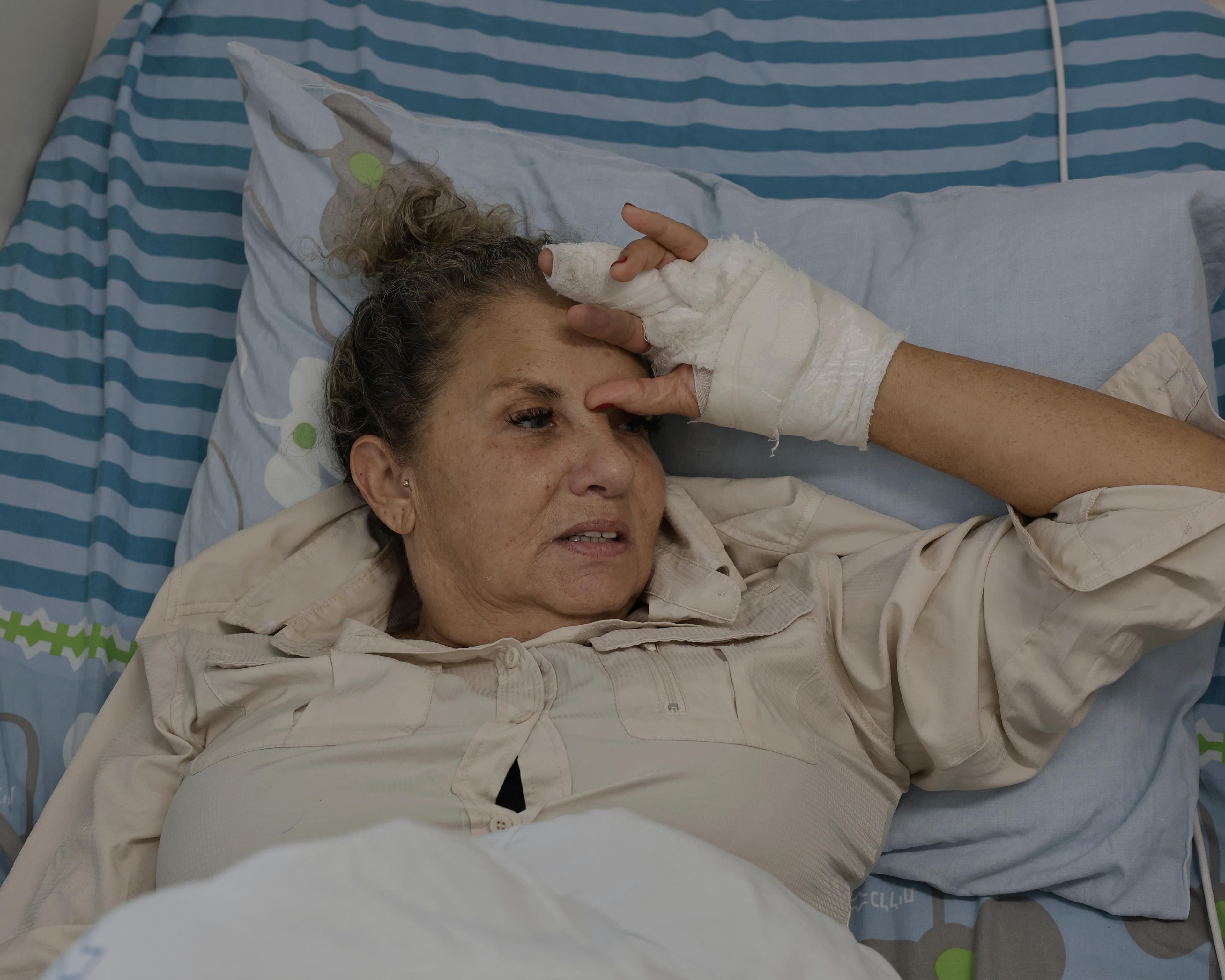 Heidi Levine in her hospital bed on Wednesday before she was discharged.