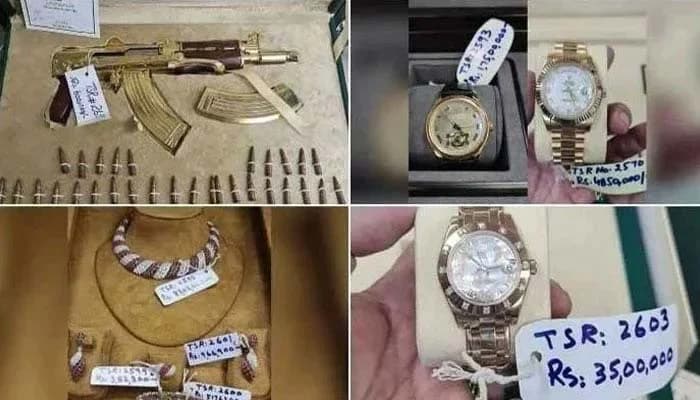 FILE – A collage of Toshakhana gifts reportedly sold by former PM Imran Khan.